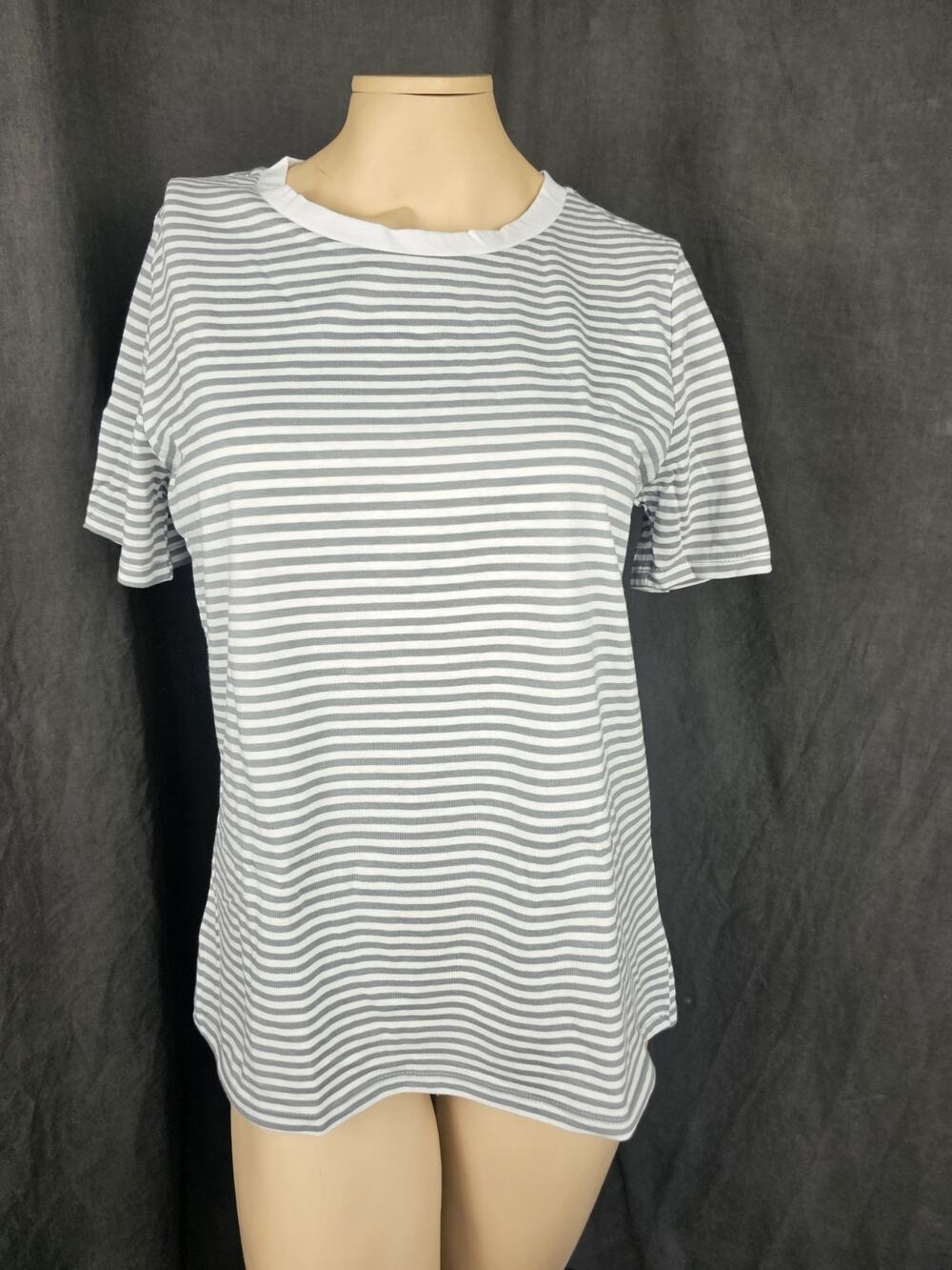 Ella Moss Perfect Tee Short Sleeve Crew Neck Striped T-Shirt Top Knit Size M